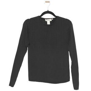 KEVO 100% Silk Black Knit Top Vintage Sweater Size Large
